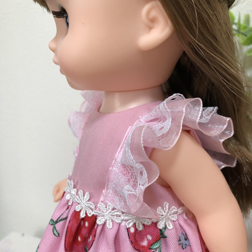 大きな苺ワンピース☆ピンク 26cmドール服 ソランちゃん服