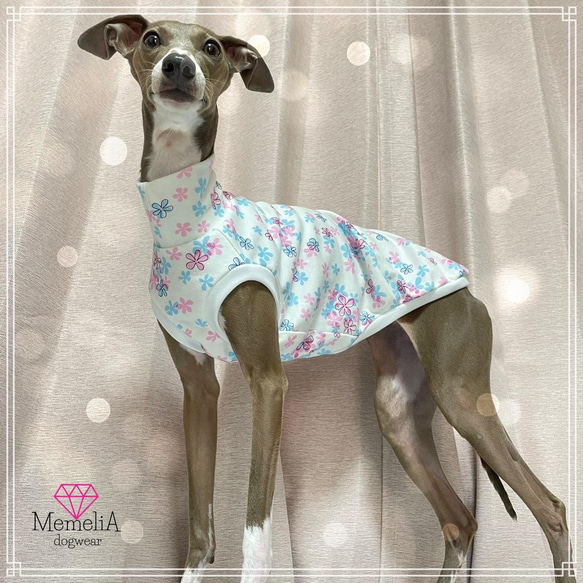 【花】犬服タンクトップ イタグレ用犬服】花柄がとっても可愛い♡スポーティーフラワー