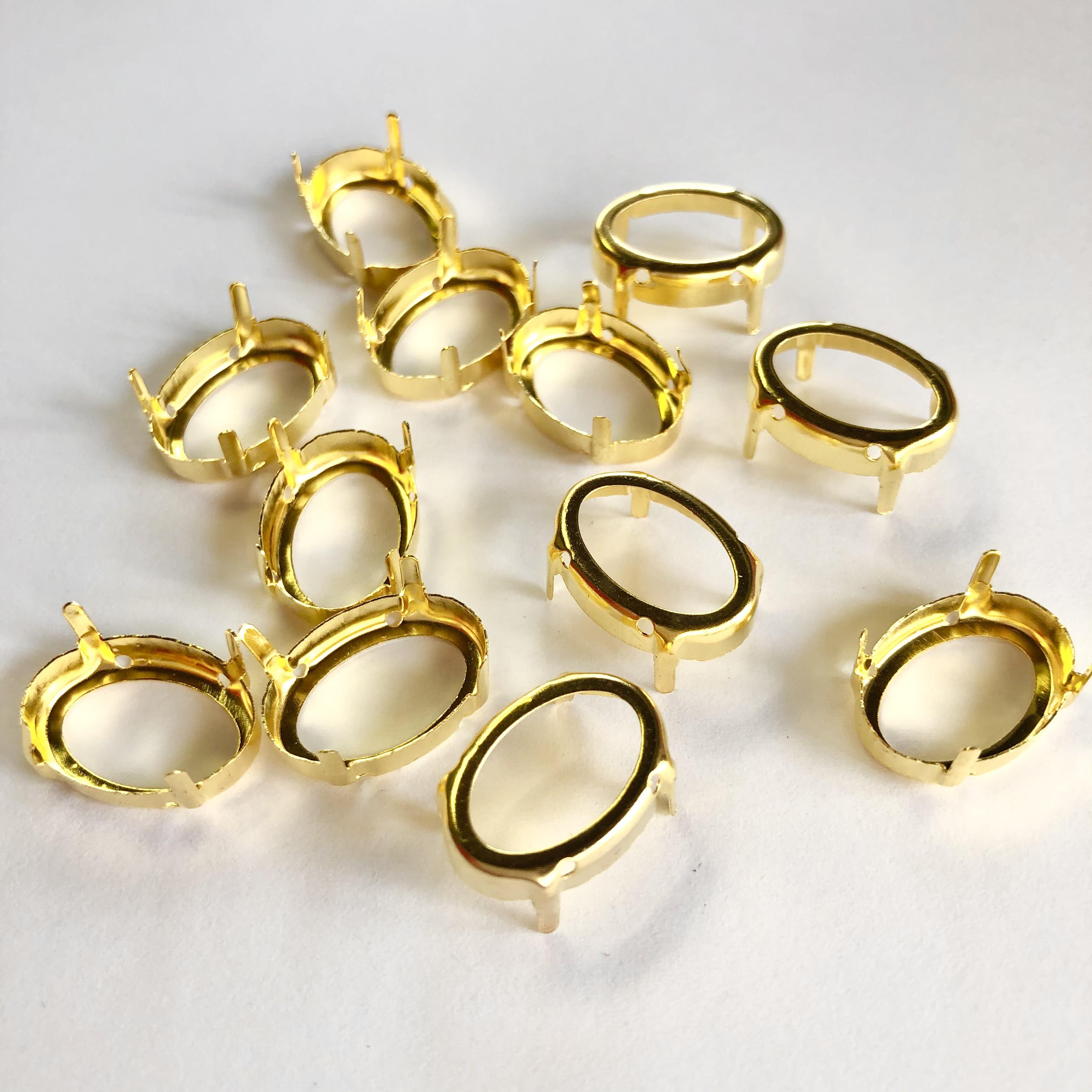 DZ019 石座 18個入り オーバル 楕円形 13x18mm石用台座 フレーム