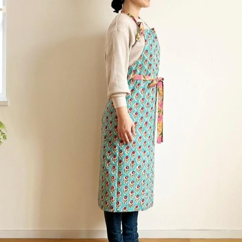 ブロックプリント☆リバーシブルエプロンNo.3大人用 エプロン tette