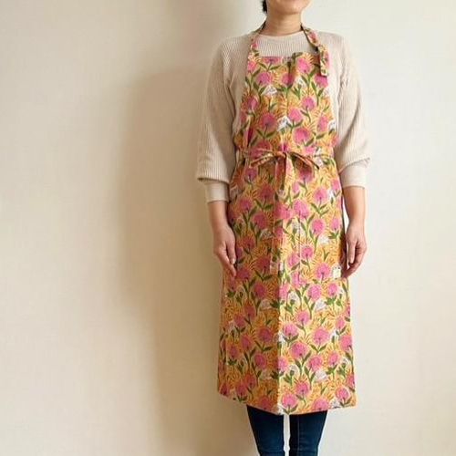 ブロックプリント☆リバーシブルエプロンNo.3大人用 エプロン tette