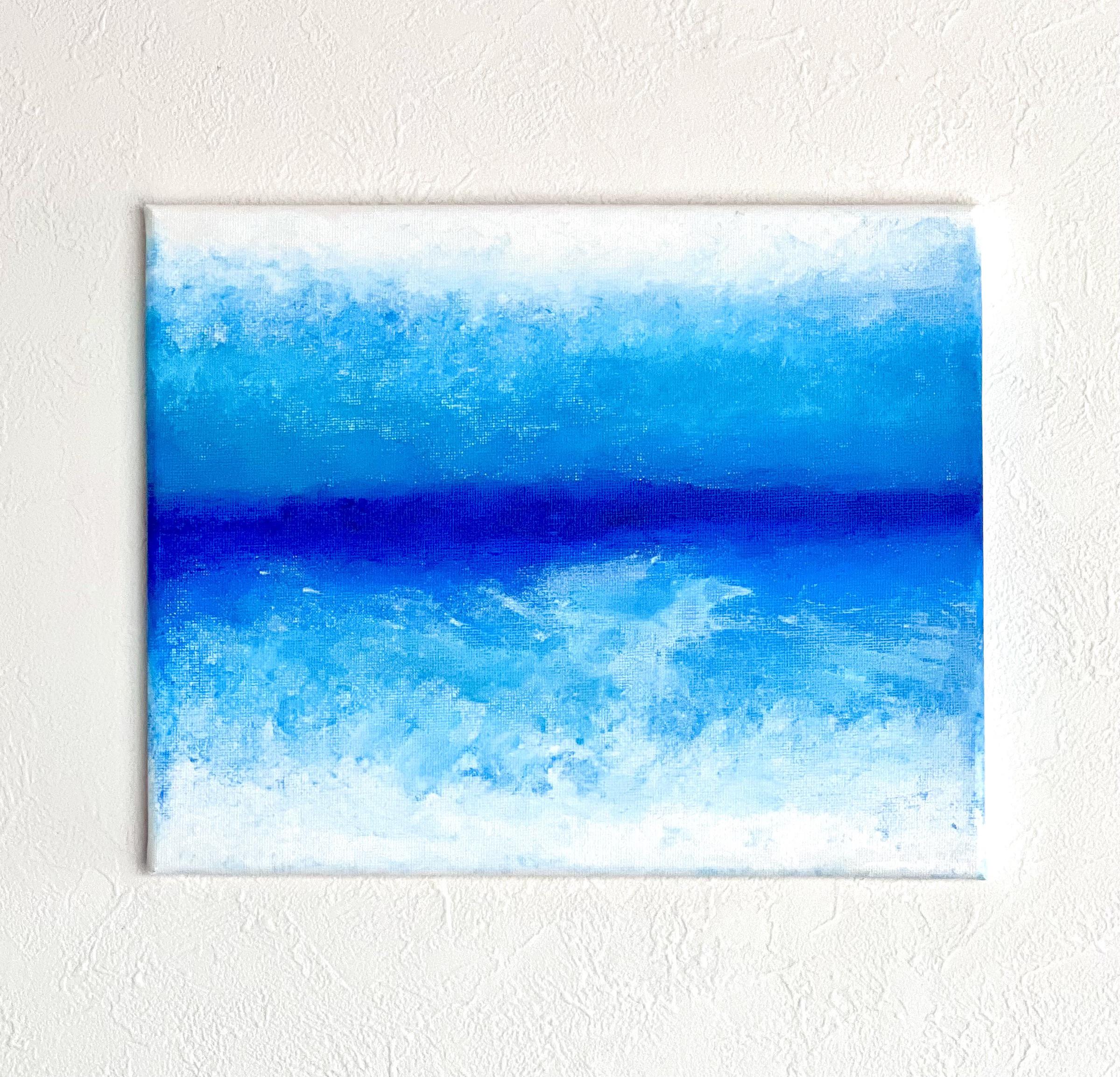 「port blue」原画 抽象風景画 A-4/25】原画 抽象画 風景画 星空 宇宙 絵画 キャンバス 真作