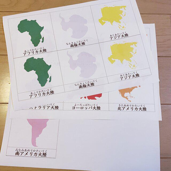 ☆モンテッソーリ☆ 世界の大陸 絵カード 3枚目の画像