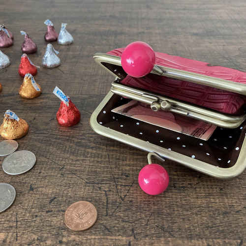 とろけるチョコレートの親子がま口ミニ財布（あめ玉ツマミ）／全6色