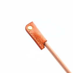 厚い革1枚の鉛筆キャップ【ALASKA/アラスカ オレンジ×オレンジカラー】イタリアンレザー 受注生産 2枚目の画像