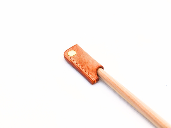 厚い革1枚の鉛筆キャップ【ALASKA/アラスカ オレンジ×オレンジカラー】イタリアンレザー 受注生産 4枚目の画像