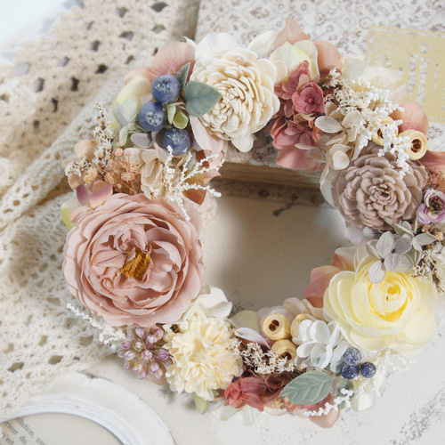 junpemi2点♡ぷくぷく鯉のぼり＆ラベンダーピンクのフラワーリース Preserved flowr ribon wanghong bouquet.♥ | Ms Peony