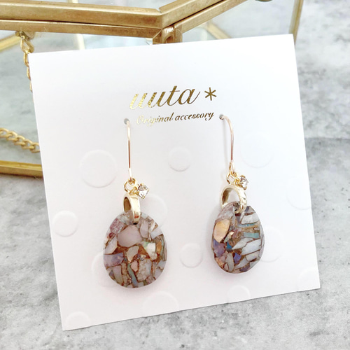 14kgfオーシャンジャスパーピアス/イヤリング 14kgfオーシャンジャスパーピアス/イヤリング