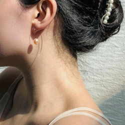 Ariel美人魚珍珠耳環 - 玫瑰金(14K包金) / Ariel Pearl Earrings (14KGF) 第2張的照片