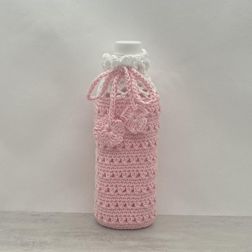 500ml クロスステッチのペットボトルカバー（ピンク） その他ケース