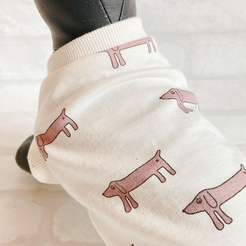 ダックス服 3サイズ タンクトップ ダックス柄 生成り 愛犬服 ペット服