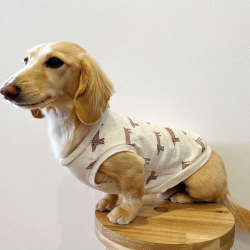 ダックス服 3サイズ タンクトップ ダックス柄 生成り 愛犬服 ペット服