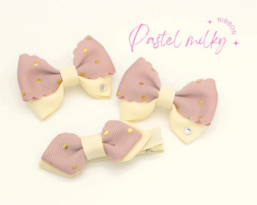 1.【3点セット】キッズ スワロ付 ベージュ ドット 水玉 ベビー