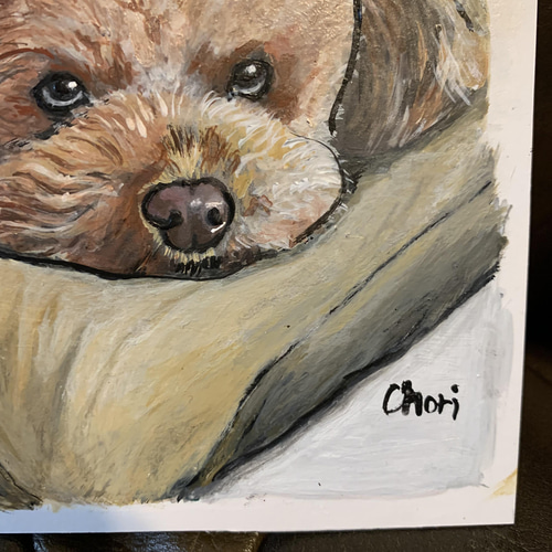 絵画 犬 A5 アクリル画 手書き トイプードル 似顔絵 絵画 大橋