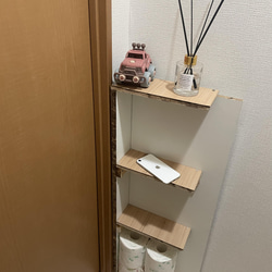 [賃貸の方におすすめ！] トイレットペーパー収納棚  11cm×30cm×85cm   壁に穴を空けない棚　トイレ収納 9枚目の画像