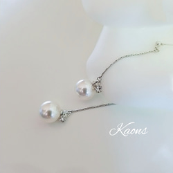 揺れるパールピアス/イヤリングクリスタルピアス/イヤリングロングピアス/イヤリングシンプルピアス/イヤリング 7枚目の画像