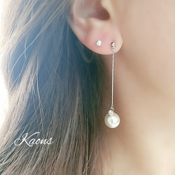 揺れるパールピアス/イヤリングクリスタルピアス/イヤリングロングピアス/イヤリングシンプルピアス/イヤリング 9枚目の画像