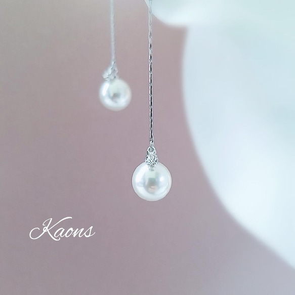 揺れるパールピアス/イヤリングクリスタルピアス/イヤリングロングピアス/イヤリングシンプルピアス/イヤリング 12枚目の画像