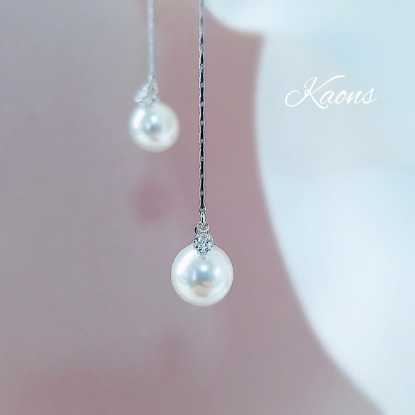 揺れるパールピアス/イヤリングクリスタルピアス/イヤリングロングピアス/イヤリングシンプルピアス/イヤリング 4枚目の画像