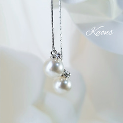 揺れるパールピアス/イヤリングクリスタルピアス/イヤリングロングピアス/イヤリングシンプルピアス/イヤリング 11枚目の画像