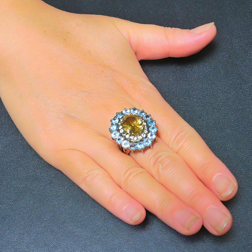 インペリアルトパーズ ダイヤモンド リング 13号 K18PG インペリアル