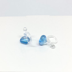 2種類あり★オーロラガラスのノンホールピアス★イヤリング★ブルー 8枚目の画像