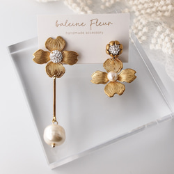 現在ピアスのみ在庫あり『hanamizuki perl』 真鍮 ハナミズキ フラワー