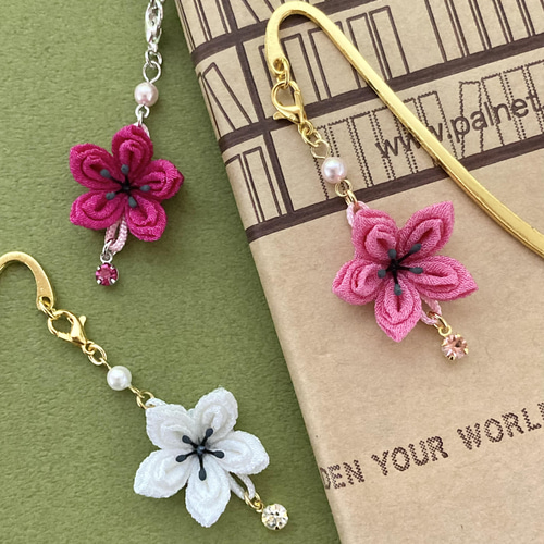 初夏＊ちりめん細工のツツジの花＊ブックマーカー】ブックマーカー  