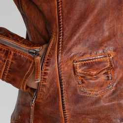 羊革ワックスライダージャケット Sheep Leather Waxed Jacket 5枚目の画像