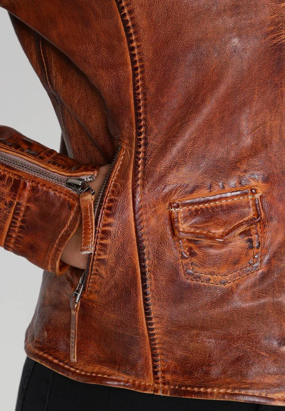 羊革ワックスライダージャケット Sheep Leather Waxed Jacket 5枚目の画像