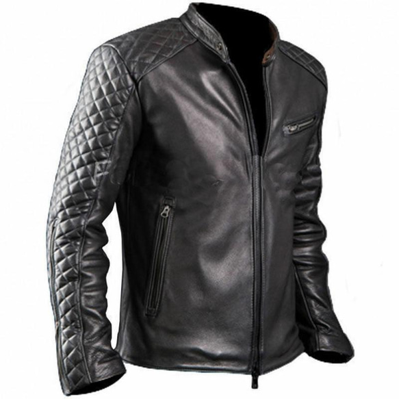 羊革キルティングライダーバイカージャケット Sheep Leather Quilted Rider Jacket 1枚目の画像