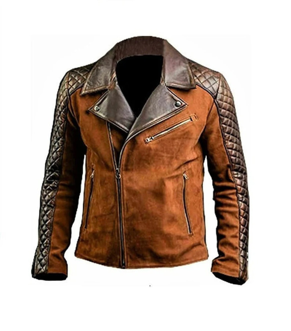 羊革・スエードとワックスを塗った羊革ジャケット Suede and Waxed Sheep Leather Jacket 2枚目の画像