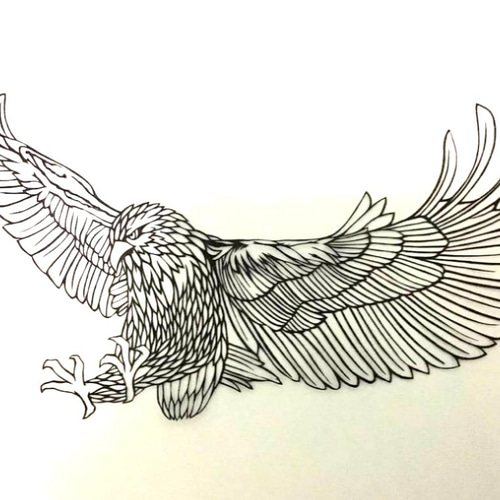 【ハンドメイド】切り絵 アート 孔雀&鷹　大きい　切り絵本体のみオーダー可能 鷹 切り絵 earstle 通販 13660464｜Creema(クリーマ) ハンドメイド