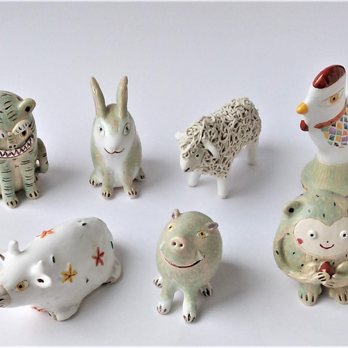 ご注文専用ページ】 干支ミニ置物 7ヶ 陶器 その他置物 raku 通販