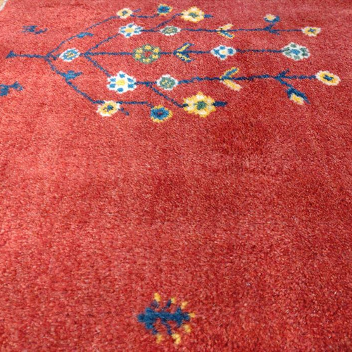 ペルシャ　ギャッベ 玄関　90×62 茜色　生命の木　葉 ペルシャ ギャッベ 玄関 90×62 茜色 生命の木 葉 ペルシャ ギャッベ