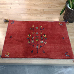 【夏のキャンペーン】ペルシャ　ギャッベ 玄関　90×62 ベージュ生命の木　葉 夏のキャンペーン】ペルシャ ギャッベ 玄関 90×62 ベージュ生命の木 葉