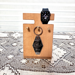 木製　個人用　鍵スタンド（キースタンド）　腕時計スタンド（2色選択） 2枚目の画像