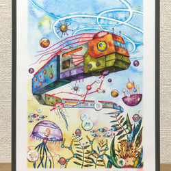 深海を泳ぐ機械仕掛けのリュウグウノツカイ』 デジタル版画 / A4サイズ