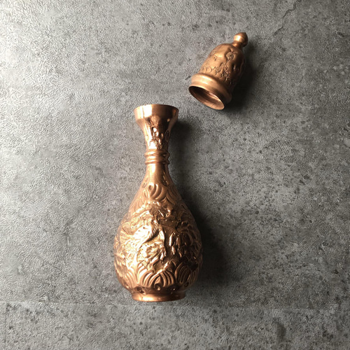 銅製 打ち出し 手作り壺 花瓶 骨董 アンティーク壺