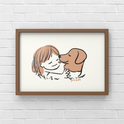 ラブラドールレトリバー【草の上】A4ポスター　犬　ペット　イラスト　うちの子 3枚目の画像