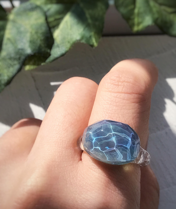 Creema限定！Sea glass ring＊ウォータリーブルー 1枚目の画像