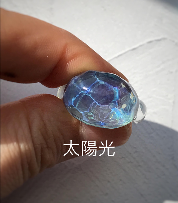 Creema限定！Sea glass ring＊ウォータリーブルー 3枚目の画像