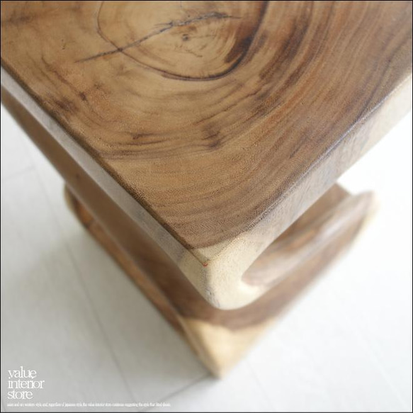 無垢材 ウェーブスツールWNA イス 天然木 椅子 ベンチ 木製スツール ナチュラル 天然木 モンキーポッド 送料無料 2枚目の画像
