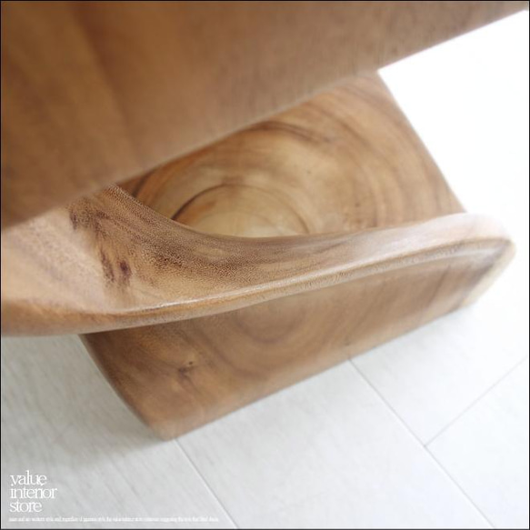 無垢材 ウェーブスツールWNA イス 天然木 椅子 ベンチ 木製スツール ナチュラル 天然木 モンキーポッド 送料無料 4枚目の画像