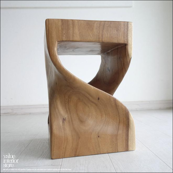 無垢材 ウェーブスツールWNA イス 天然木 椅子 ベンチ 木製スツール ナチュラル 天然木 モンキーポッド 送料無料 6枚目の画像