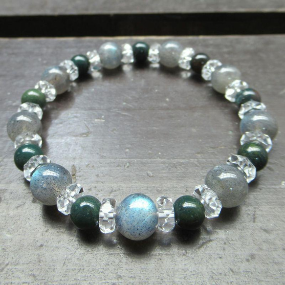 ストーンブレスレット(翡翠とラブラドライト) ストーンブレスレット(翡翠とラブラドライト)