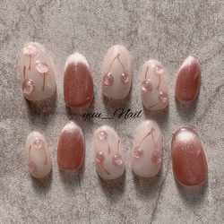 送料無料】甘さ控えめ大人さくらんぼネイル/マグネットネイル/フレンチ