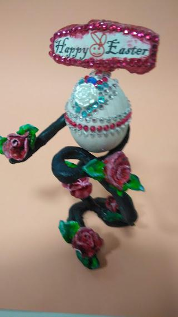 『薔薇のエッグスタンド』イースターエッグ　創作キラキラアート　プレゼント 3枚目の画像