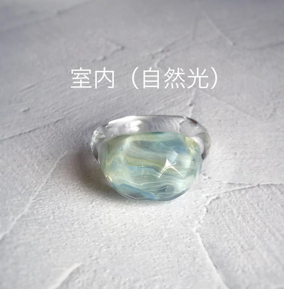 Creema限定！Sea glass ring＊ウォータリーブルーライト 4枚目の画像