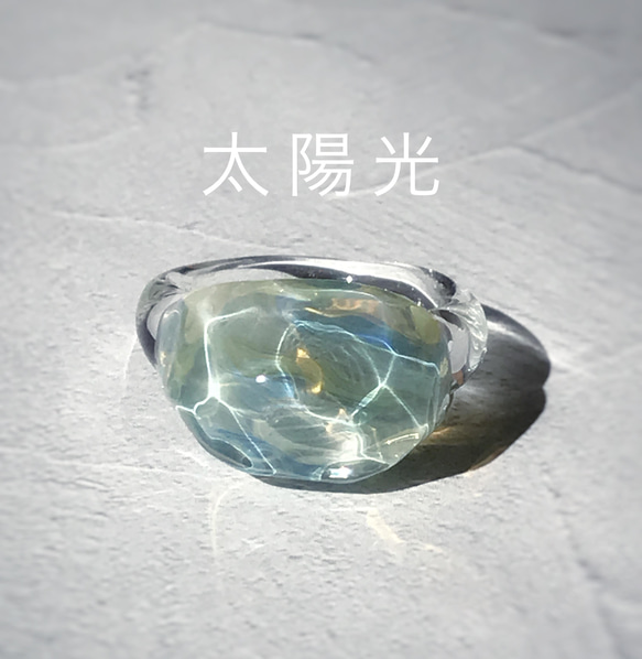 Creema限定！Sea glass ring＊ウォータリーブルーライト 3枚目の画像